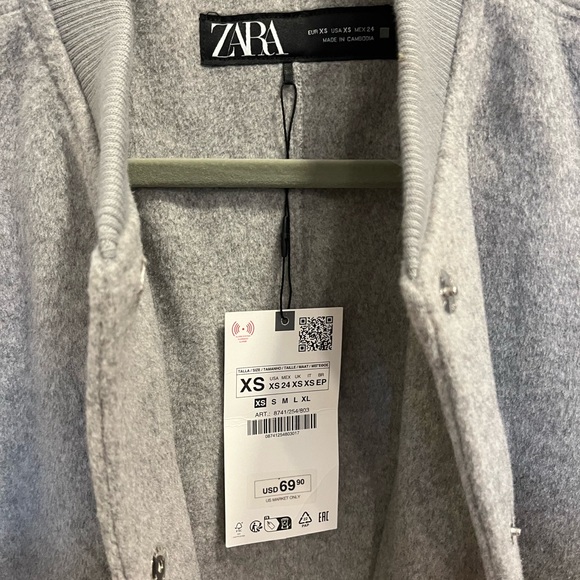 Zara Gray Bomber Jacket - Picture 3 of 5